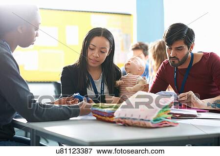 College students in Childcare class View Large Photo Image Stock Photo - College students in Childcare class. Fotosearch