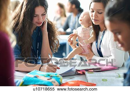 Stock Photography - College students in Childcare class. Fotosearch