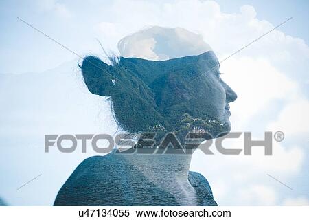 Double exposure of mid adult woman at Lake Lugano, Switzerland View Large Photo Image Stock Photography - Double exposure of mid adult woman at Lake Lugano, Switzerland. Fotosearch