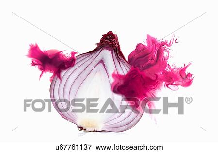 Stock Photo - Half a red onion with corresponding coloured digital burst effect. Fotosearch