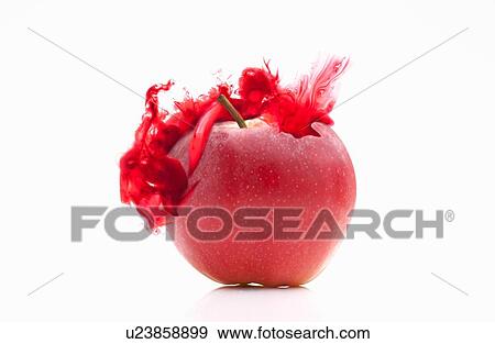 Stock Photo - Red apple with corresponding coloured digital burst effect. Fotosearch
