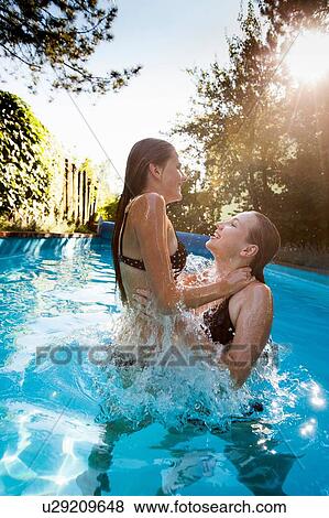 teenage girls swimming