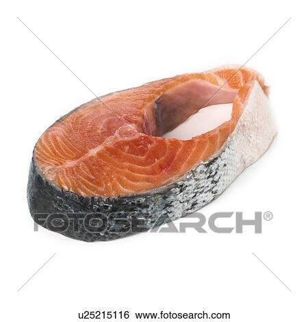 鮭ステーキ に対して A 白 バックグラウンド イラスト U Fotosearch