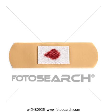 Adhesive plaster with a drop of blood, studio shot. View Large Illustration Stock Illustration - Adhesive plaster with a drop of blood, studio shot.. Fotosearch