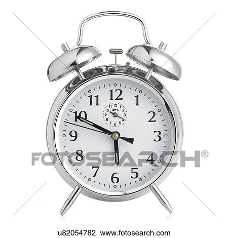 Alarm clock against a white background. View Large Illustration Drawing - Alarm clock against a white background.. Fotosearch
