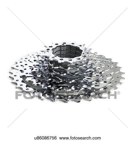 Stock Illustration - Bicycle cassette against a white background.. Fotosearch