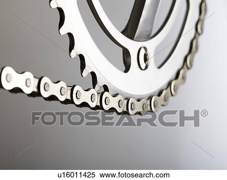 Bicycle chain and crank, close up. View Large Illustration Stock Illustration - Bicycle chain and crank, close up.. Fotosearch