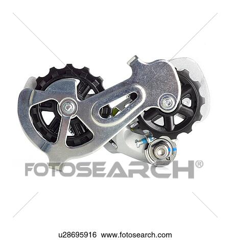 Stock Illustration - Bicycle derailleur against a white background.. Fotosearch