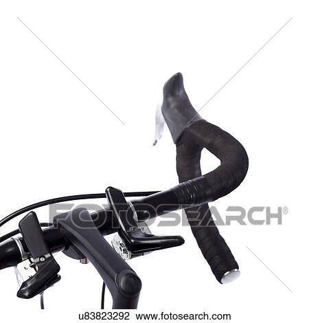 Drawing - Bicycle handlebars against a white background.. Fotosearch