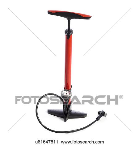 Bicycle pump against a white background. View Large Illustration Clip Art - Bicycle pump against a white background.. Fotosearch