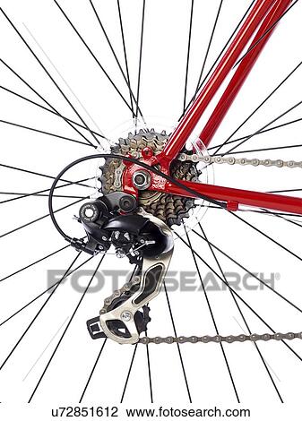 Bicycle rear gears, close up. View Large Illustration Drawing - Bicycle rear gears, close up.. Fotosearch