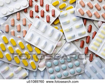 Blister packs containing various tablets. View Large Illustration Clipart - Blister packs containing various tablets.. Fotosearch