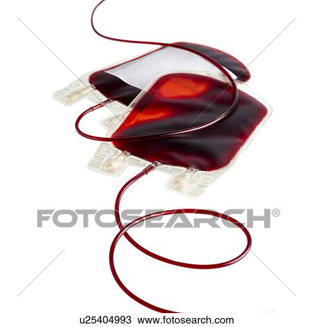 Drawing - Blood bags against a white background.. Fotosearch
