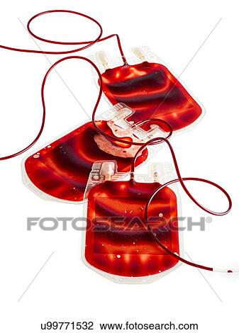 Drawing - Blood bags against a white background.. Fotosearch