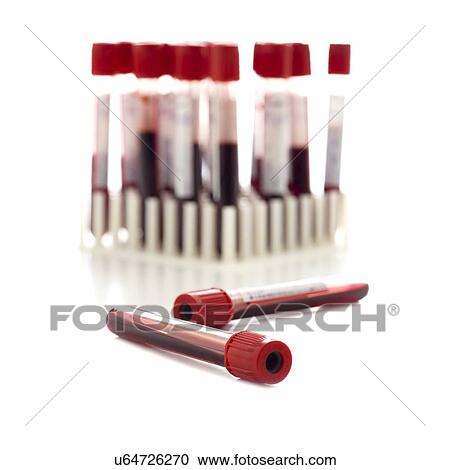 Blood collection tubes against a white background. View Large Illustration Clipart - Blood collection tubes against a white background.. Fotosearch