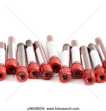 Stock Illustration - Blood collection tubes against a white background.. Fotosearch