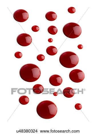 Stock Illustration - Blood droplets against a white background.. Fotosearch
