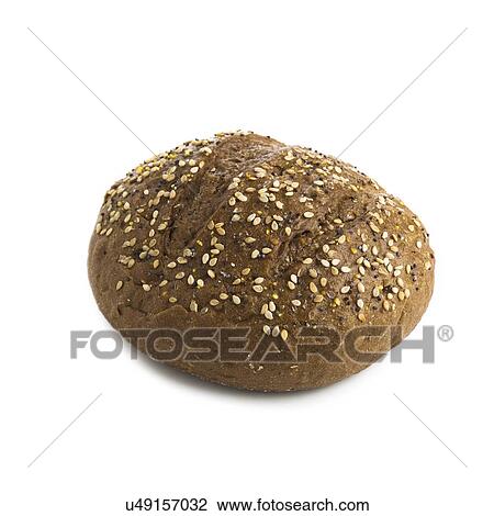 Bread roll against a white background. View Large Illustration Drawing - Bread roll against a white background.. Fotosearch