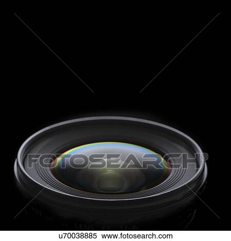 Stock Illustration - Camera lens against a black background.. Fotosearch