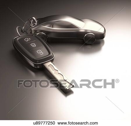 Clipart - Car key and key ring, studio shot.. Fotosearch