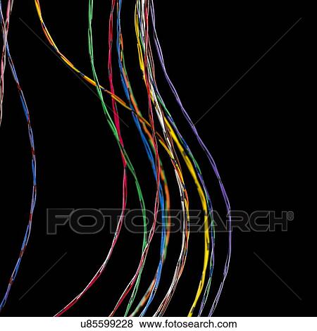 Coloured wires against a black background. View Large Illustration Stock Illustration - Coloured wires against a black background.. Fotosearch