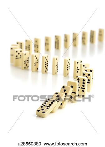 Clipart - Dominoes falling down against a white background.. Fotosearch