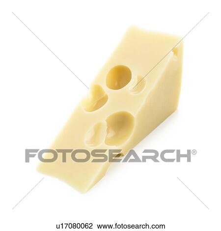Drawing - Emmental cheese against a white background.. Fotosearch