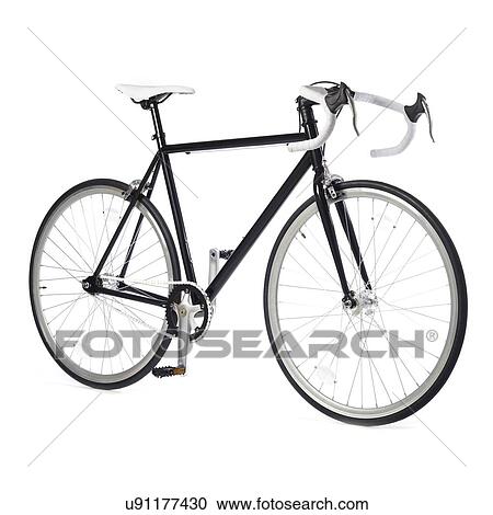 Fixed-gear road bike against a white background. View Large Illustration Clipart - Fixed-gear road bike against a white background.. Fotosearch