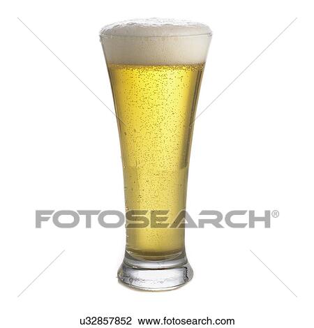 Glass of beer against a white background. View Large Illustration Drawing - Glass of beer against a white background.. Fotosearch
