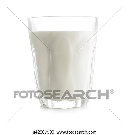 Stock Illustration - Glass of milk against a white background.. Fotosearch
