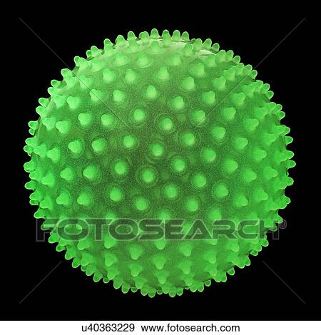 Stock Illustration - Green fluorescent spiky ball against a black background.. Fotosearch