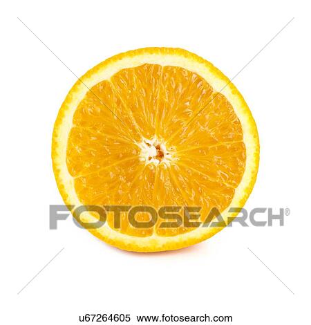 Stock Illustration - Half an orange against a white background.. Fotosearch