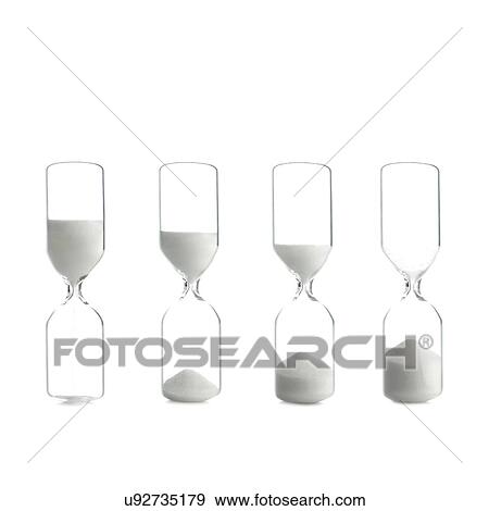 Hourglasses against a white background. View Large Illustration Stock Illustration - Hourglasses against a white background.. Fotosearch