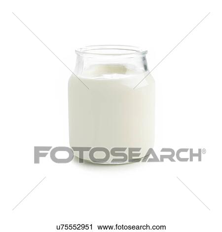 Jar of fresh yoghurt against a white background. View Large Illustration Clip Art - Jar of fresh yoghurt against a white background.. Fotosearch