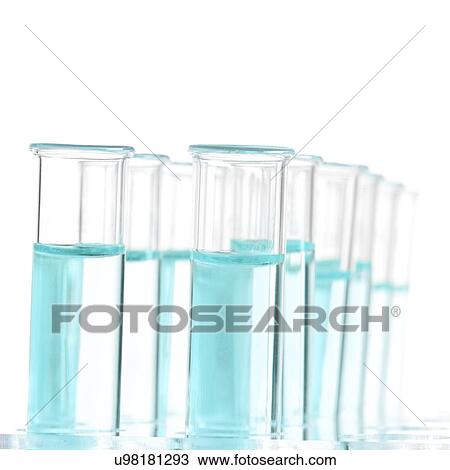 Drawing - Liquid in test tubes in a rack.. Fotosearch