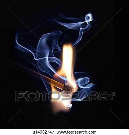 Matchstick on fire against a black background. View Large Illustration Stock Illustration - Matchstick on fire against a black background.. Fotosearch