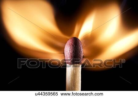 Matchstick on fire against a black background. View Large Illustration Stock Illustration - Matchstick on fire against a black background.. Fotosearch