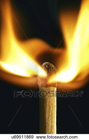 Matchstick on fire against a black background. View Large Illustration Stock Illustration - Matchstick on fire against a black background.. Fotosearch