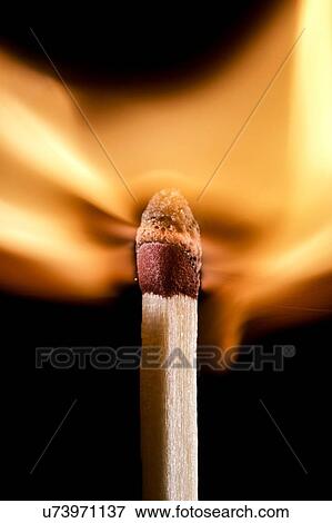 Matchstick on fire against a black background. View Large Illustration Stock Illustration - Matchstick on fire against a black background.. Fotosearch