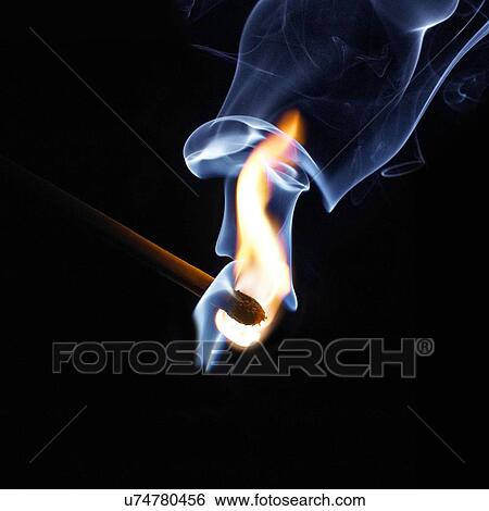 Matchstick on fire against a black background. View Large Illustration Stock Illustration - Matchstick on fire against a black background.. Fotosearch