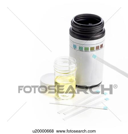 Stock Illustration - Medical sample and pH test strips against a white background.. Fotosearch