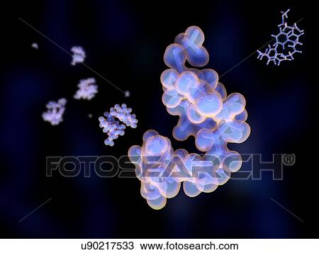 Drawing - Met-enkephalin molecule. Computer illustration of the neurotransmitter met-enkephalin (methionine-enkephalin). Met-enkephalin is one of two forms of enkephalin.. Fotosearch