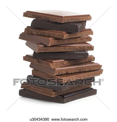 Milk and dark chocolate against a white background. View Large Illustration Clipart - Milk and dark chocolate against a white background.. Fotosearch