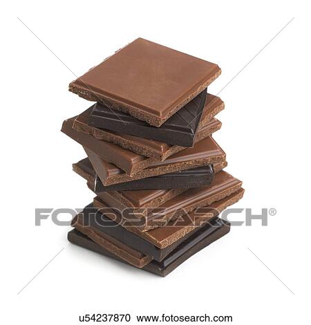 Milk and dark chocolate against a white background. View Large Illustration Clipart - Milk and dark chocolate against a white background.. Fotosearch