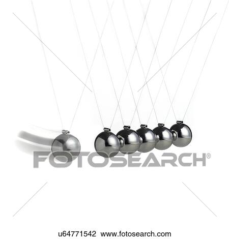 Newton's cradle against a white background. View Large Illustration Drawing - Newton's cradle against a white background.. Fotosearch