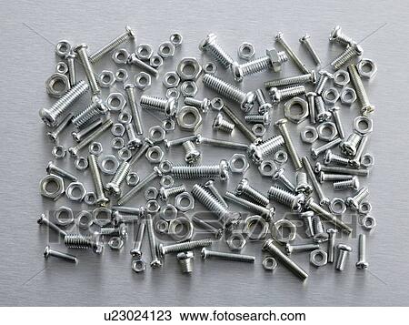 Nuts and bolts, close up. View Large Illustration Drawing - Nuts and bolts, close up.. Fotosearch