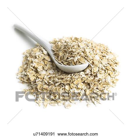 Oats and a spoon against a white background. View Large Illustration Clip Art - Oats and a spoon against a white background.. Fotosearch
