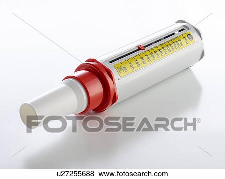 Peak flow metre against a white background. View Large Illustration Stock Illustration - Peak flow metre against a white background.. Fotosearch
