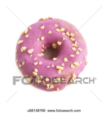 Pink doughnut against a white background. View Large Illustration Stock Illustration - Pink doughnut against a white background.. Fotosearch