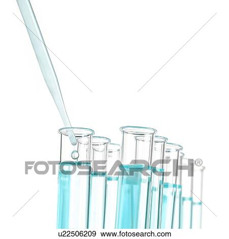 Stock Illustration - Pipette dripping liquid into test tubes in a rack.. Fotosearch